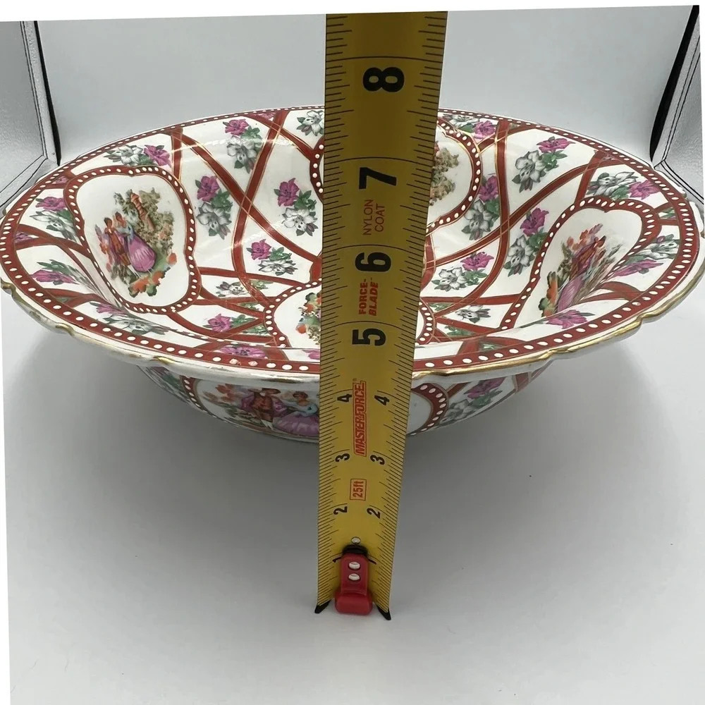 Limoges China Pitcher and Basin Set Large White Red Gold NWOT Courting‎ Couple